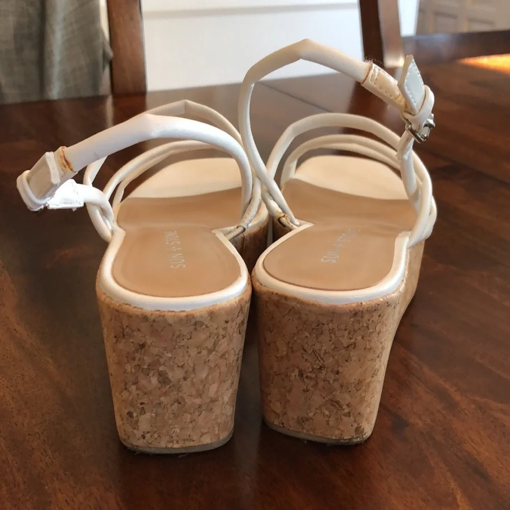 Cute strappy white platform sandals by sun + stone - Picture 7 of 10